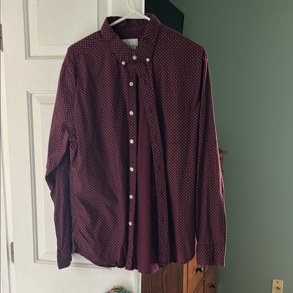 Men's Burgundy Polka Dot Shirt
